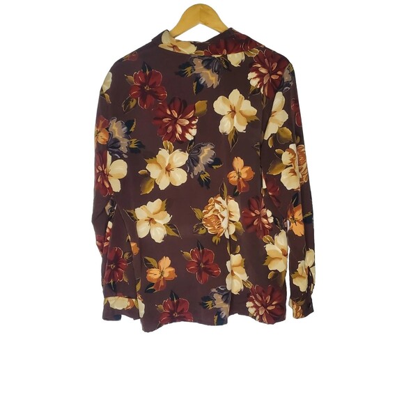 Alison Dailey Vinage Brown Floral Button Down Size 14 - Picture 2 of 4